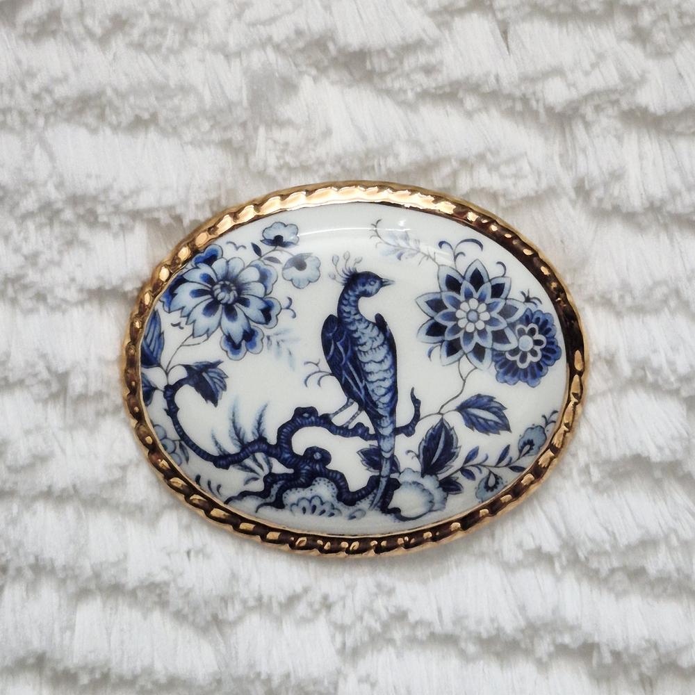 Vintage Aynsley Peacock Floral Brooch Pin